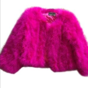 Roberto Cavalli fuchsia pink feather jacket